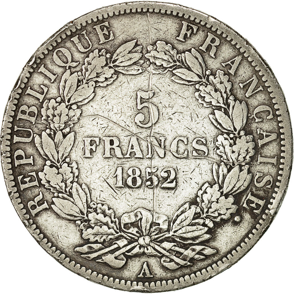 France, Napoléon III, 5 Francs, 1852, Paris, VF(20-25), Silver, KM:773.1