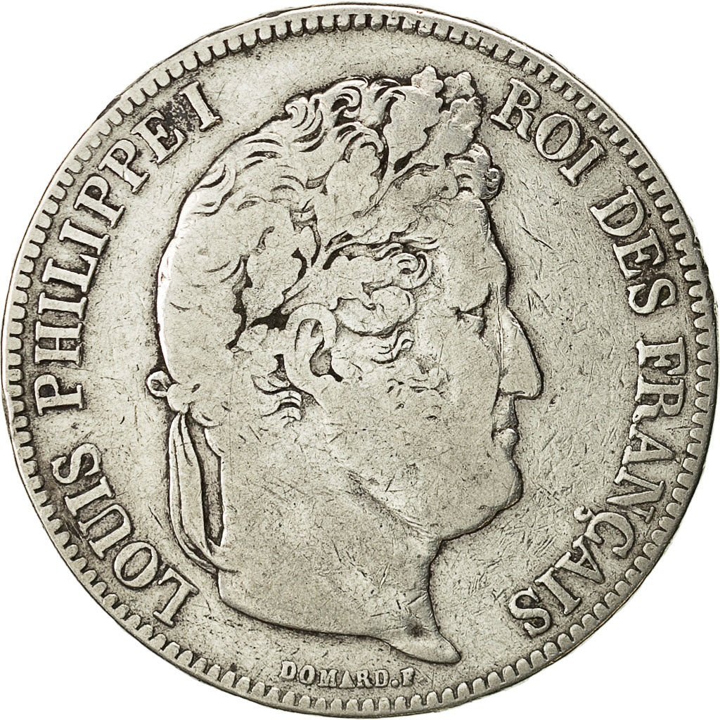 Moneda, Francia, Louis-Philippe, 5 Francs, 1834, La Rochelle, BC+, Plata