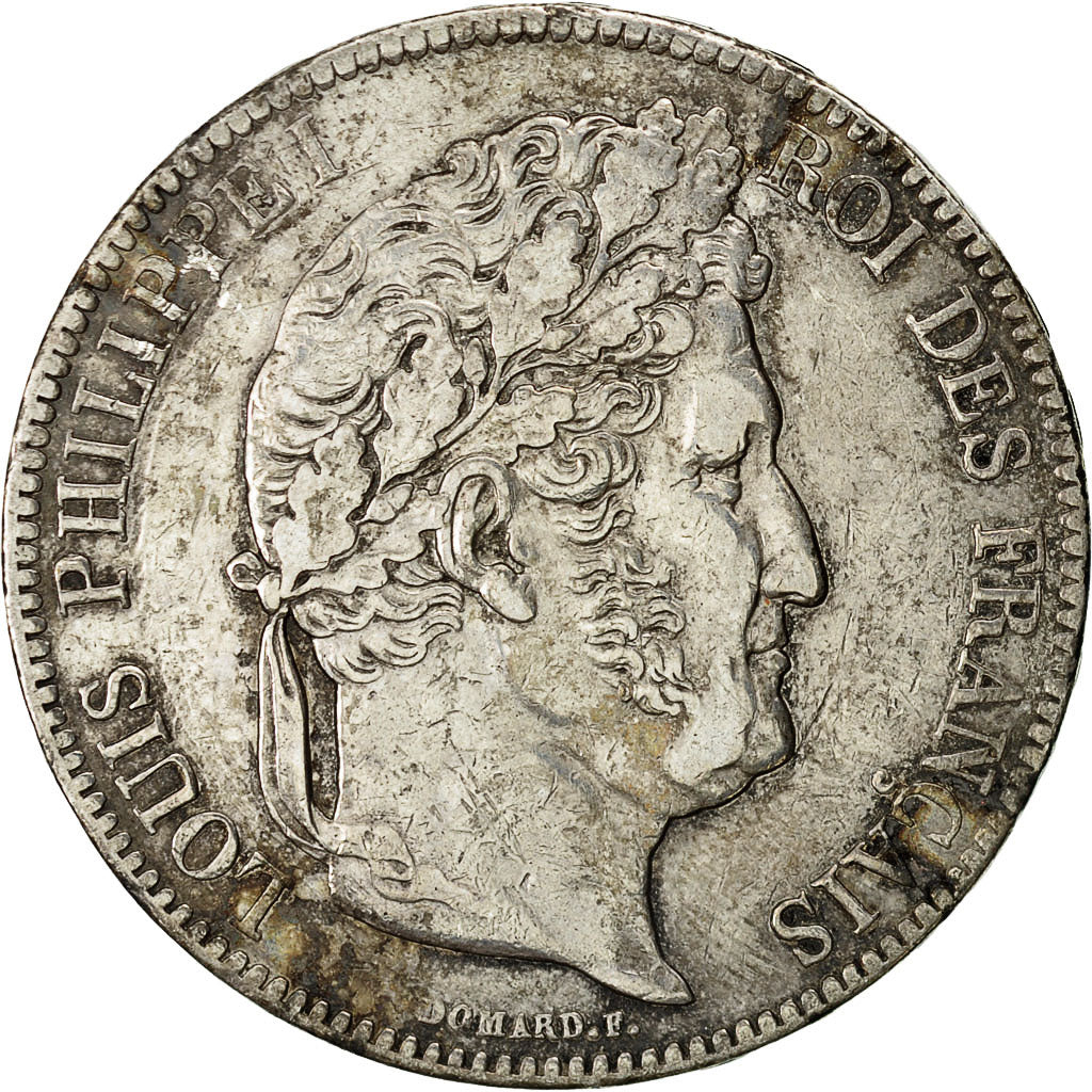 Moneda, Francia, Louis-Philippe, 5 Francs, 1838, Strasbourg, MBC, Plata