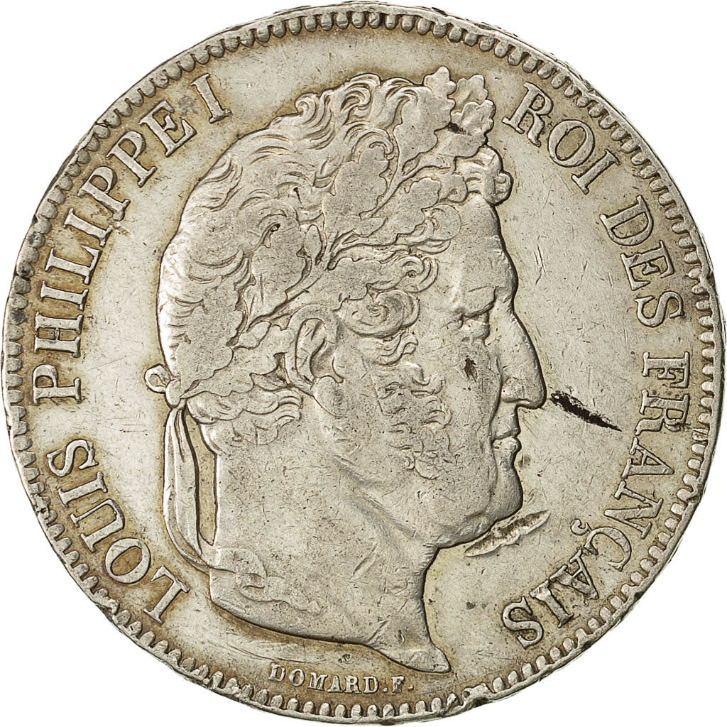 Coin, France, Louis-Philippe, 5 Francs, 1842, Rouen, EF(40-45), Silver