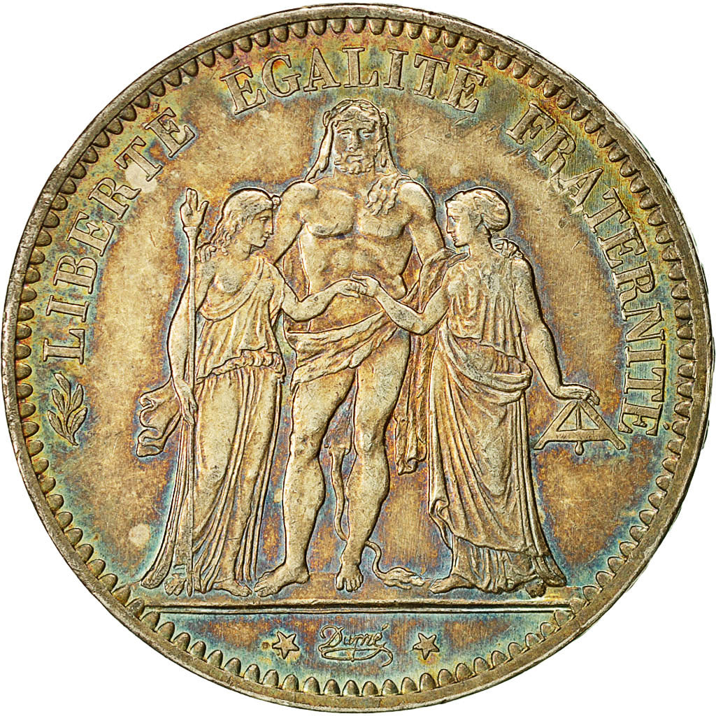 Coin, France, Hercule, 5 Francs, 1876, Paris, MS(60-62), Silver, KM:820.1