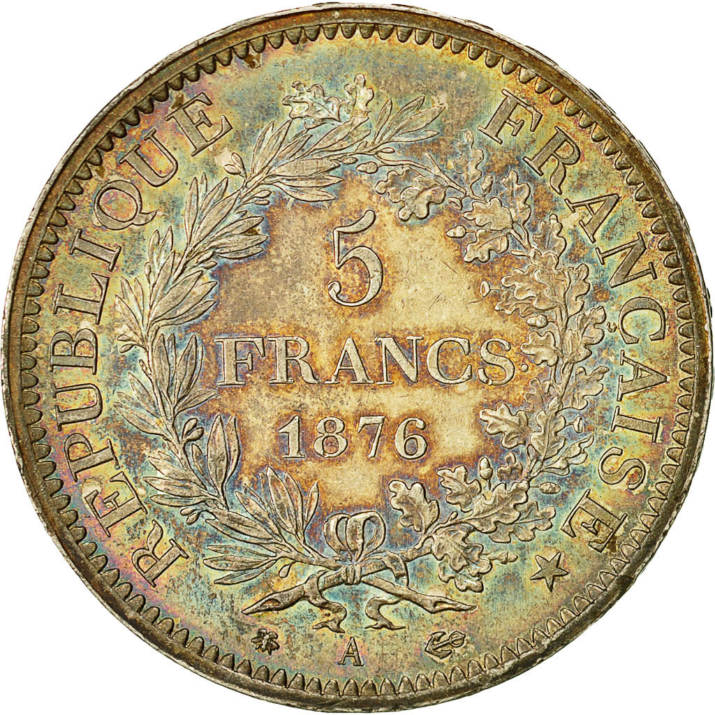Coin, France, Hercule, 5 Francs, 1876, Paris, MS(60-62), Silver, KM:820.1