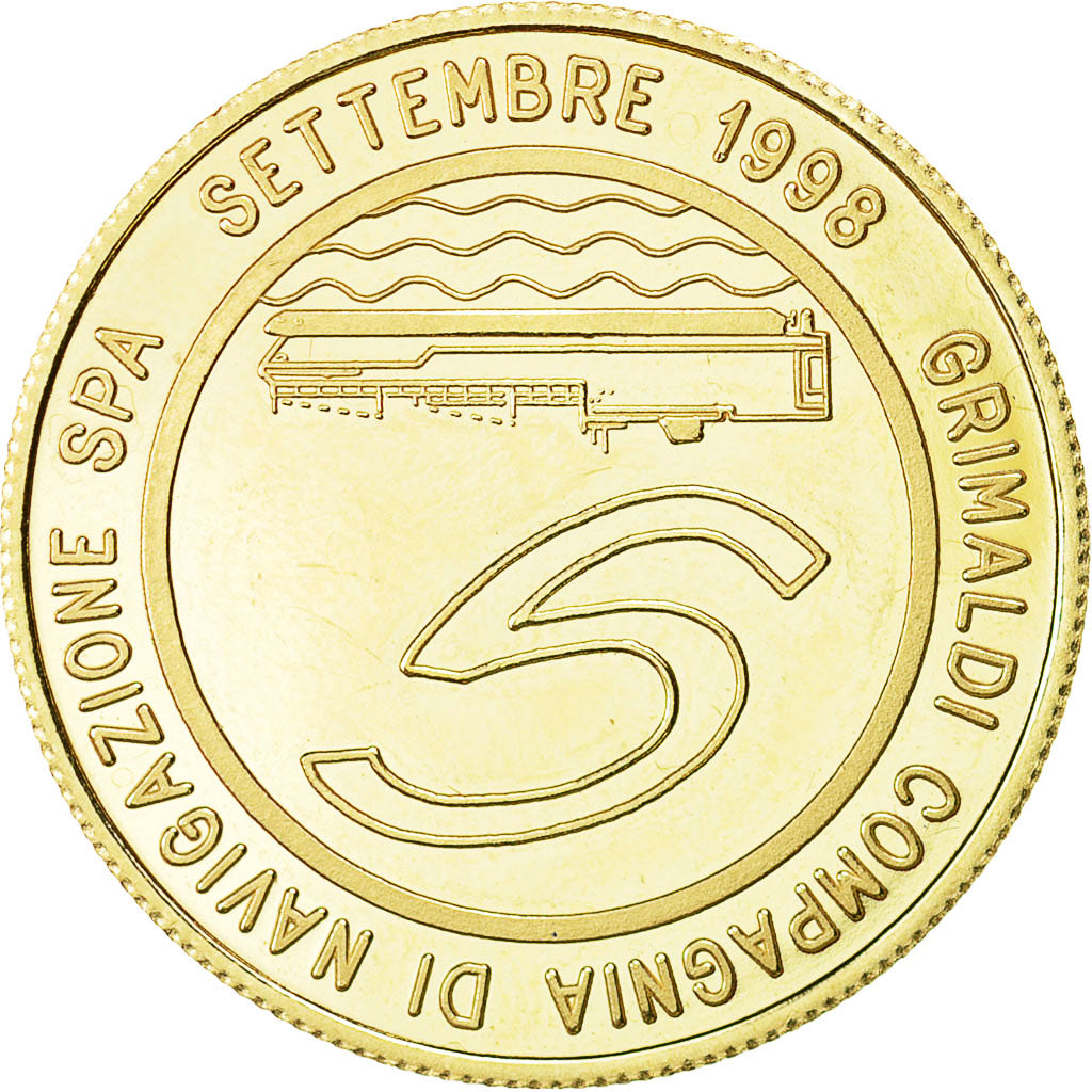 Italy, Token, Transports Maritimes Grimaldi, 1998, MS(63), Gold