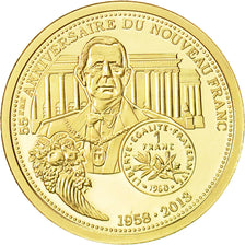 France, Medal, 55ème anniversaire du Nouveau Franc, FDC, Or