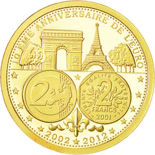 Francia, Medal, 10ème Anniversaire de l'Euro, FDC, Oro