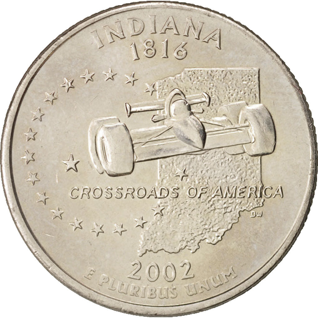 United States, State Quarter, 2002, Denver, Indiana, KM:334