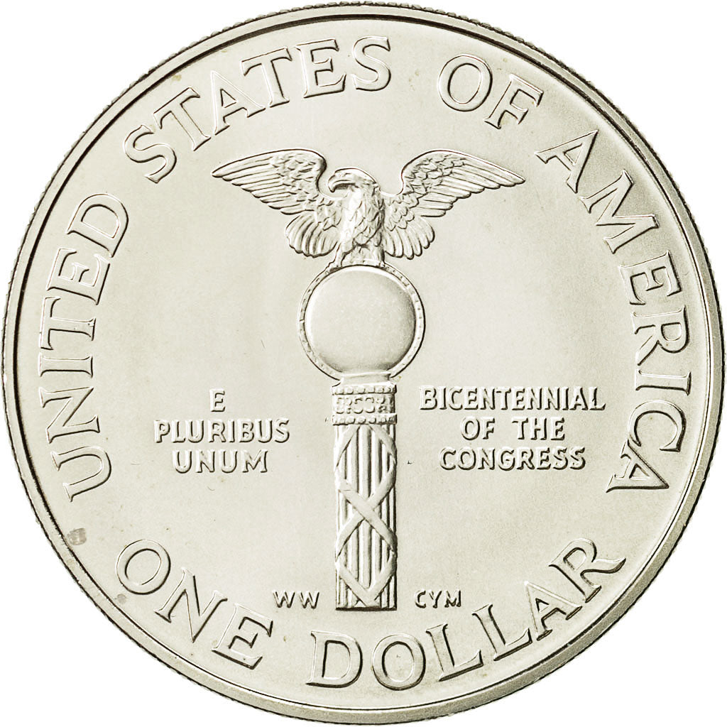 United States, Dollar, Congress Bicentennial, 1989, MS(65-70), Silver, KM:225