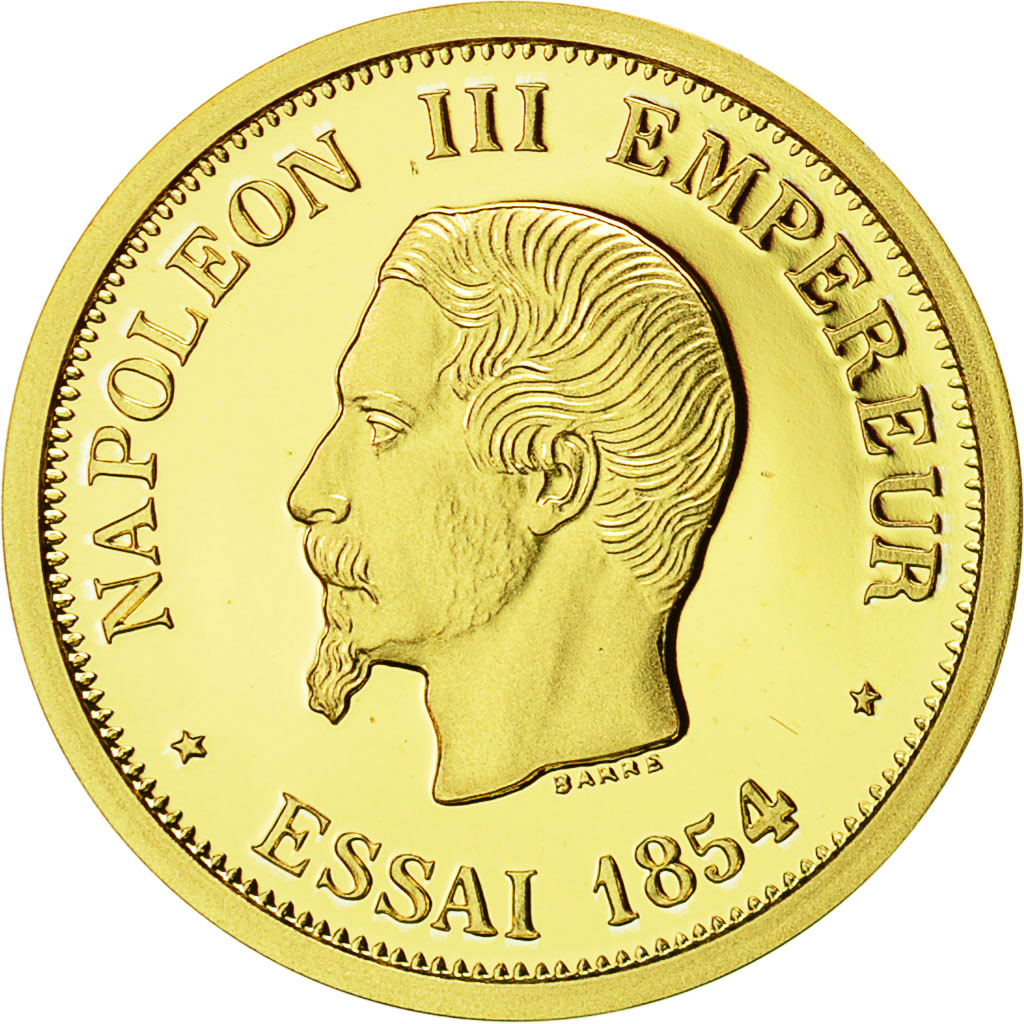 Frankrijk, Medal, Réplique Essai 50 Francs Napoléon III, History, FDC, Goud