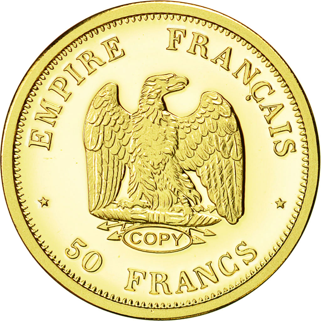 Frankrijk, Medal, Réplique Essai 50 Francs Napoléon III, History, FDC, Goud