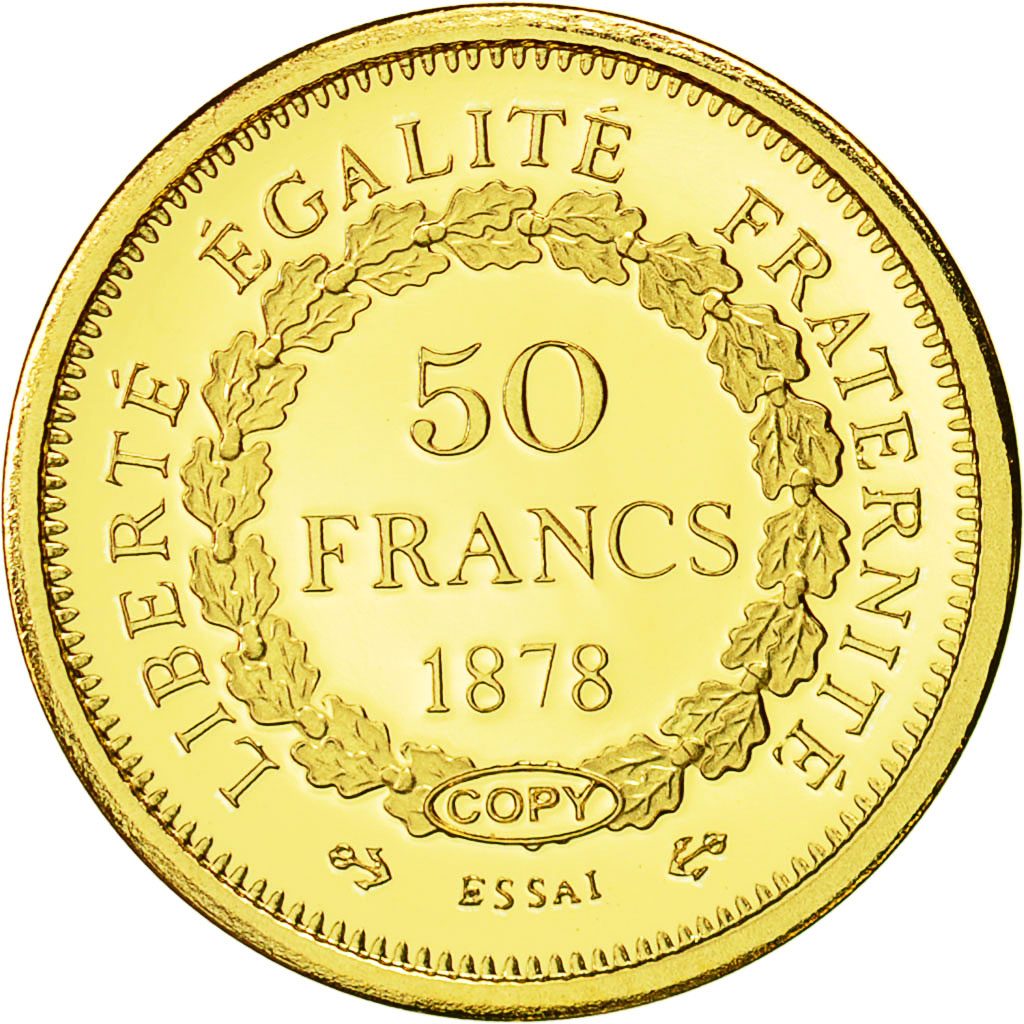 France, Medal, Réplique Essai 50 Francs Génie, History, MS(65-70), Gold