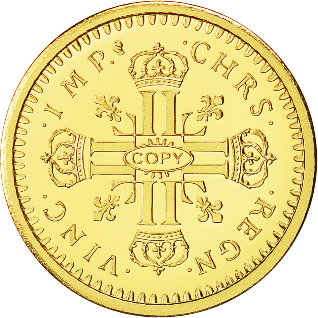 France, Medal, Réplique Double Louis d'or au soleil, History, FDC, Or