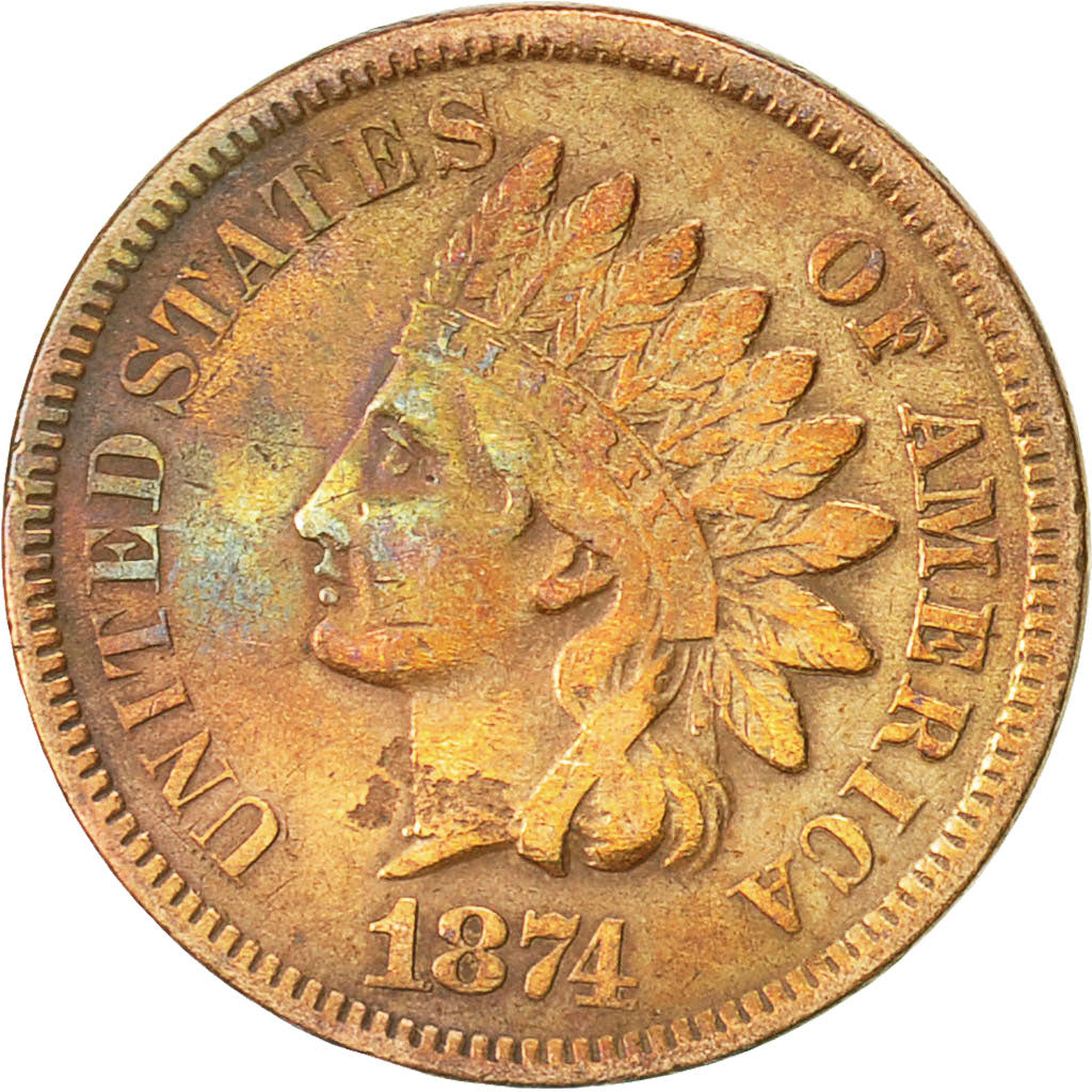 Coin, United States, Indian Head Cent, Cent, 1874, U.S. Mint, Philadelphia