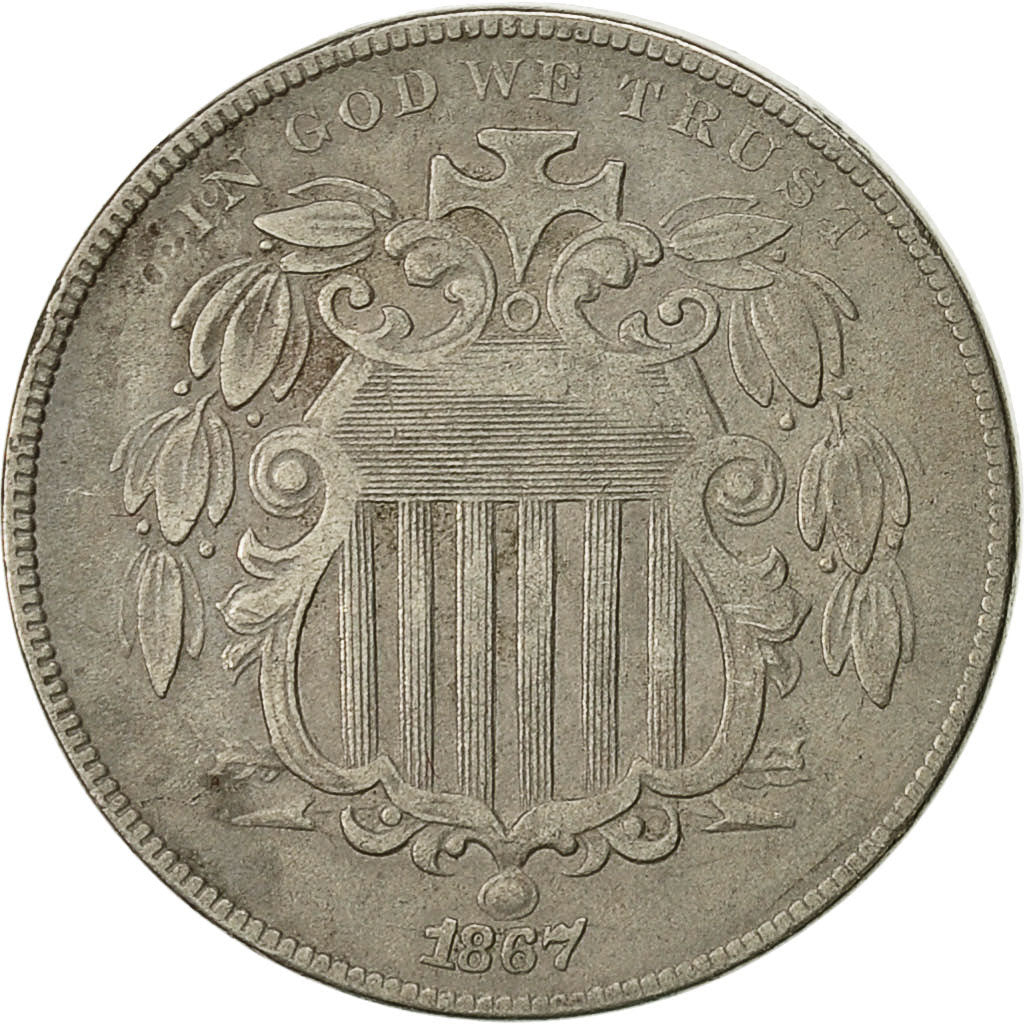 Monnaie, États-Unis, Shield Nickel, 5 Cents, 1867, U.S. Mint, Philadelphie
