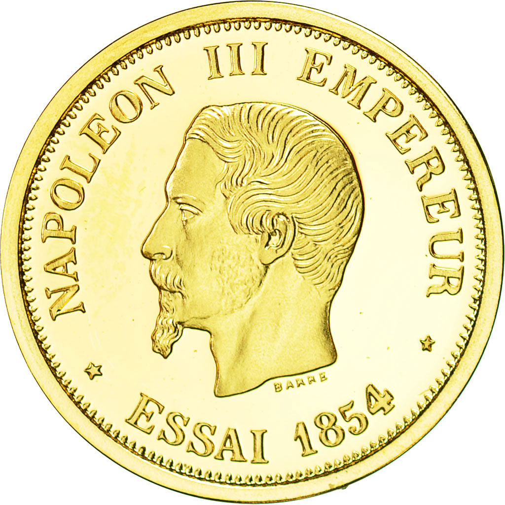 Francia, Medal, Réplique Essai 50 Francs Napoléon III, History, FDC, Oro