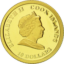 Moneda, Islas Cook, Elizabeth II, 10 Dollars, 2008, CIT, FDC, Oro, KM:704