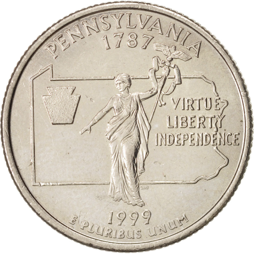 United States, State Quarter, 1999, Denver, Pennsylvania, KM:294