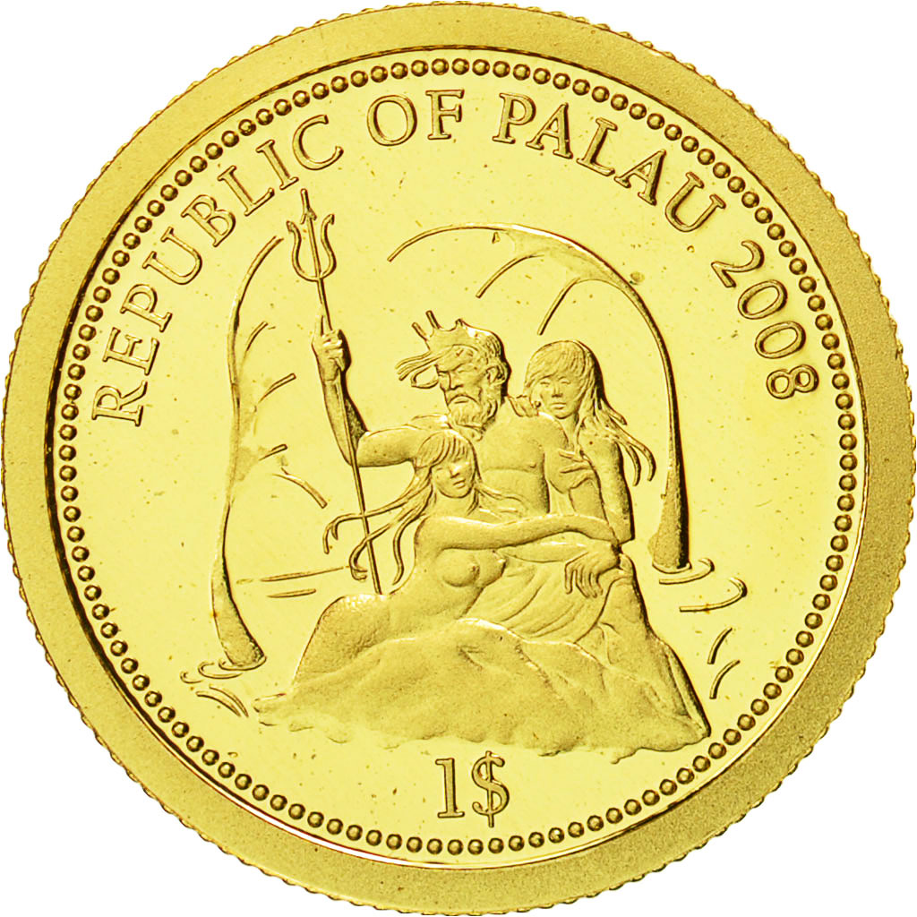 Palau, Dollar, Marine Life Protection, 2008, MS(65-70), Gold, KM 163