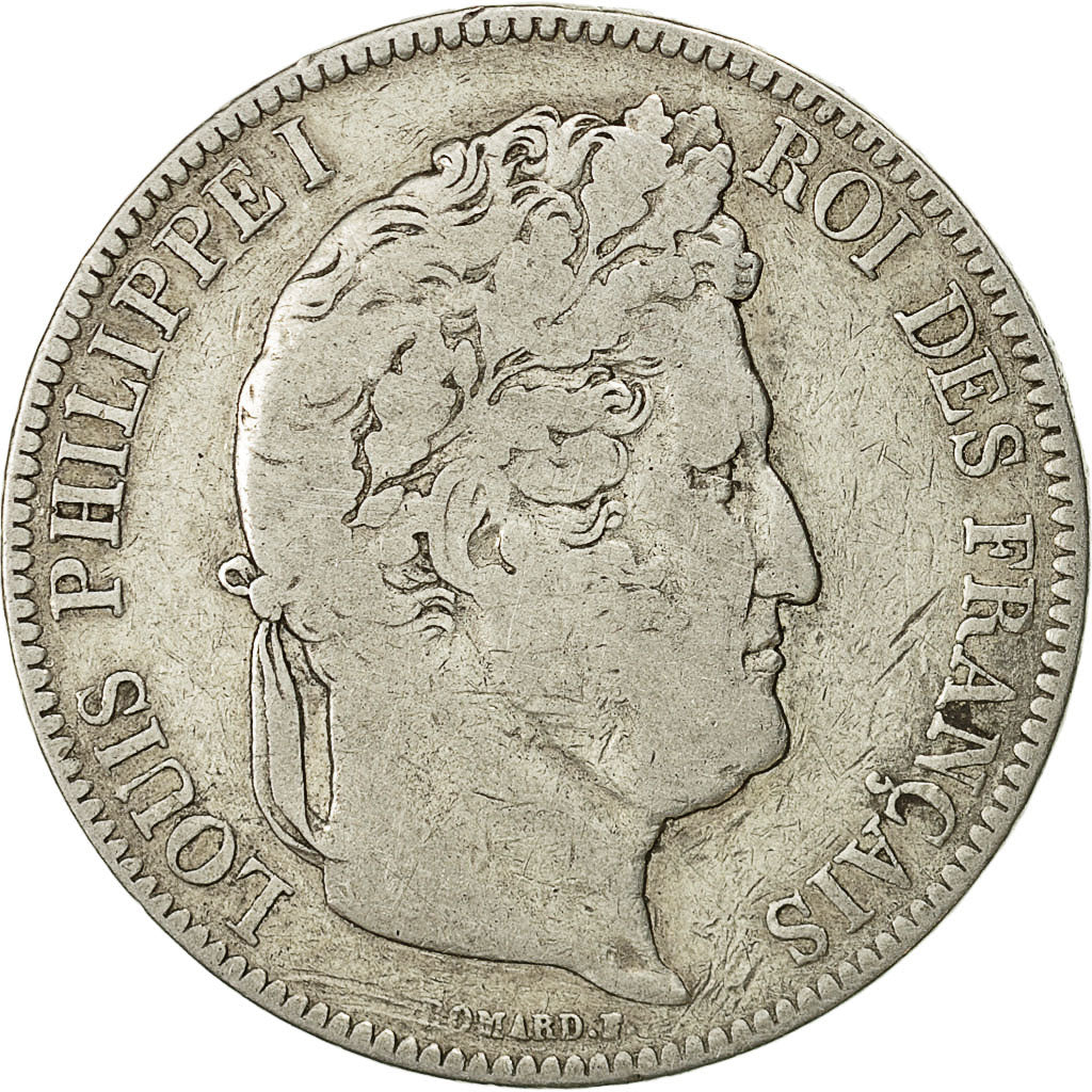 France, Louis-Philippe, 5 Francs, 1843, Rouen, VF(20-25), Silver, KM:749.2