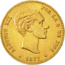Münze, Spanien, Alfonso XII, 25 Pesetas, 1877, Madrid, VZ, Gold, KM:673