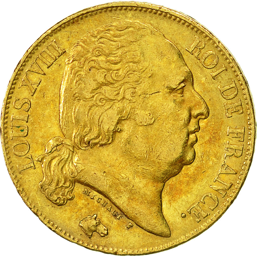 Coin, France, Louis XVIII, Louis XVIII, 20 Francs, 1817, Paris, AU(50-53), Gold