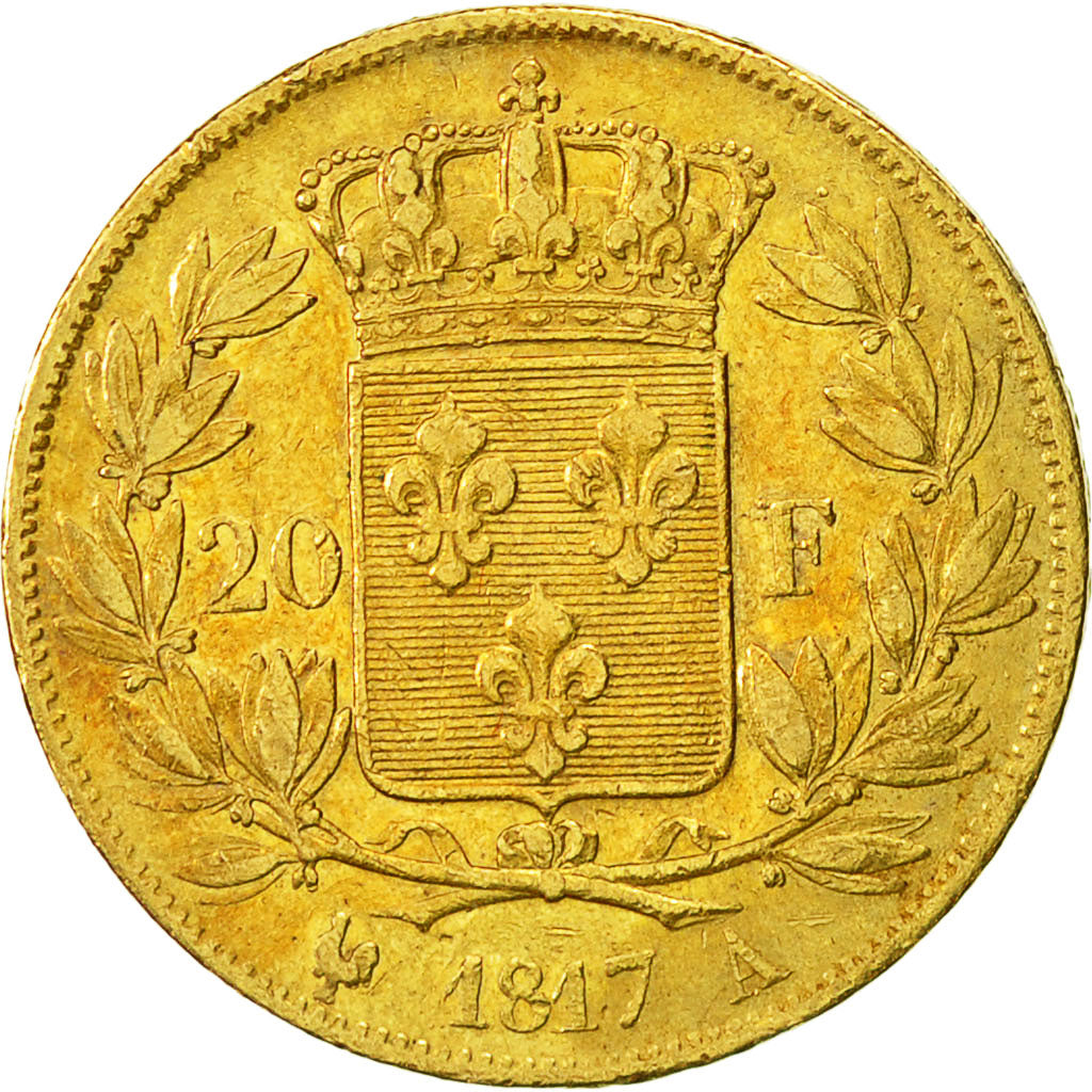 Coin, France, Louis XVIII, Louis XVIII, 20 Francs, 1817, Paris, AU(50-53), Gold