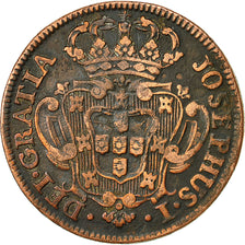 Moneda, Portugal, Jose I, 10 Reis, X; 1/2 Vinten, 1763, MBC, Cobre, KM:243.2
