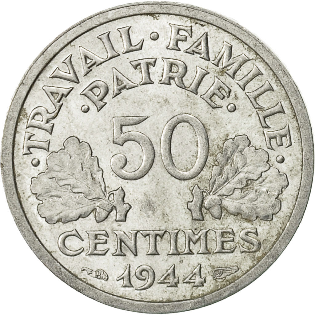 Coin, France, Bazor, 50 Centimes, 1944, Beaumont - Le Roger, MS(60-62)