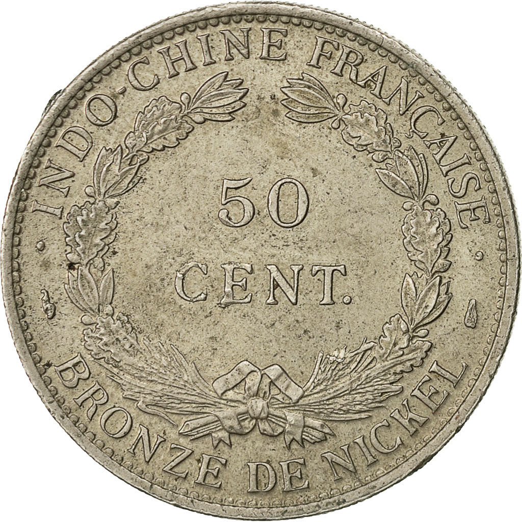 FRENCH INDO-CHINA, 50 Cents, 1946, Paris, AU(50-53), Copper-nickel, KM 31