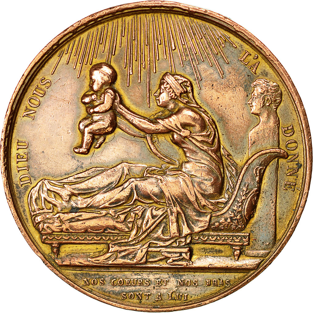 Francia, Medal, Naissance du Comte de Chambord, 1820, Gayrard, EBC+, Bronce