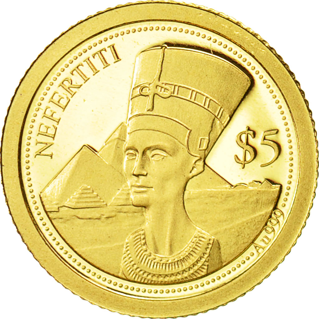 Solomon Islands, 5 Dollars, Nefertiti, 2013, MS(65-70), Gold