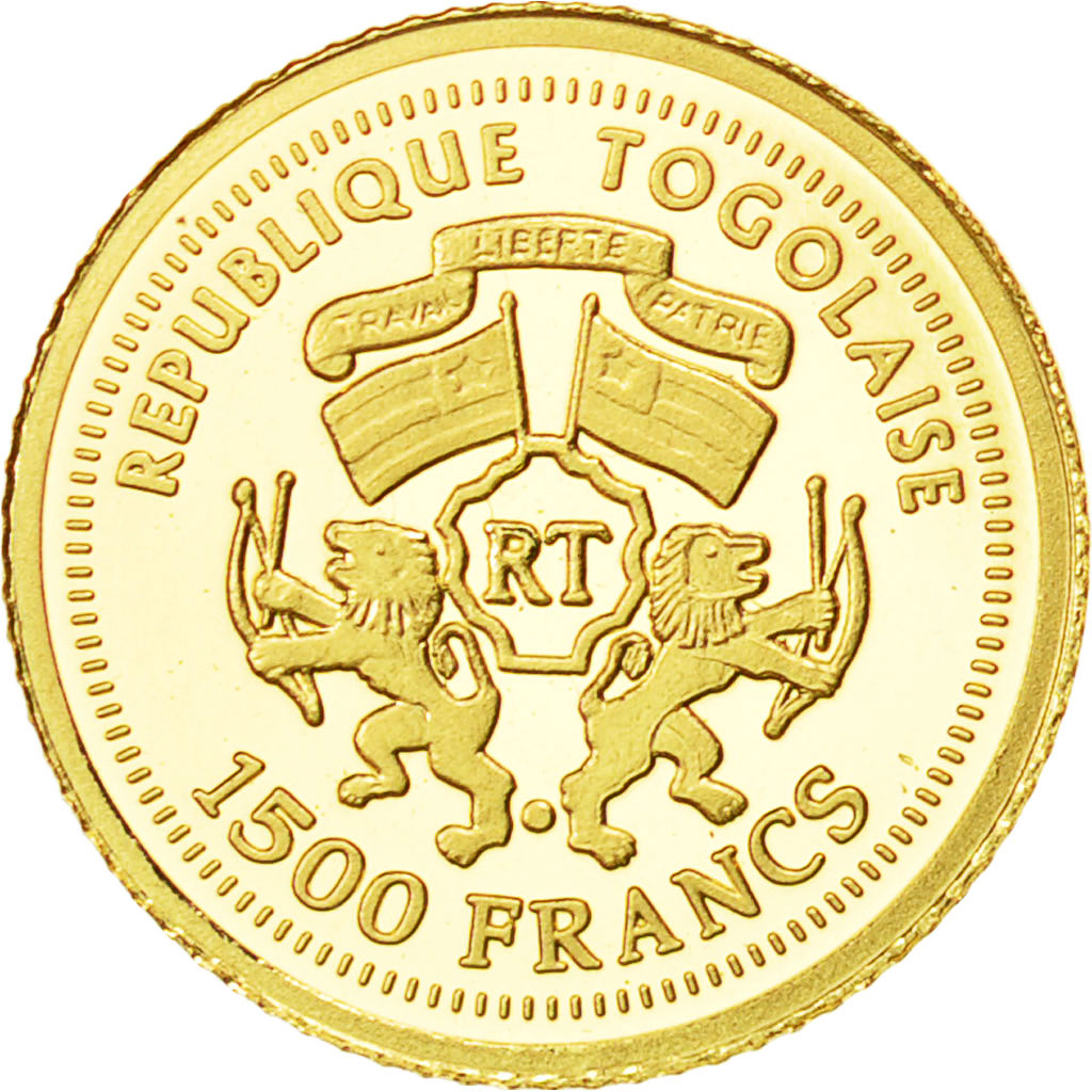 Togo, 1500 Francs, Nefertiti, 2007, MS(65-70), Gold
