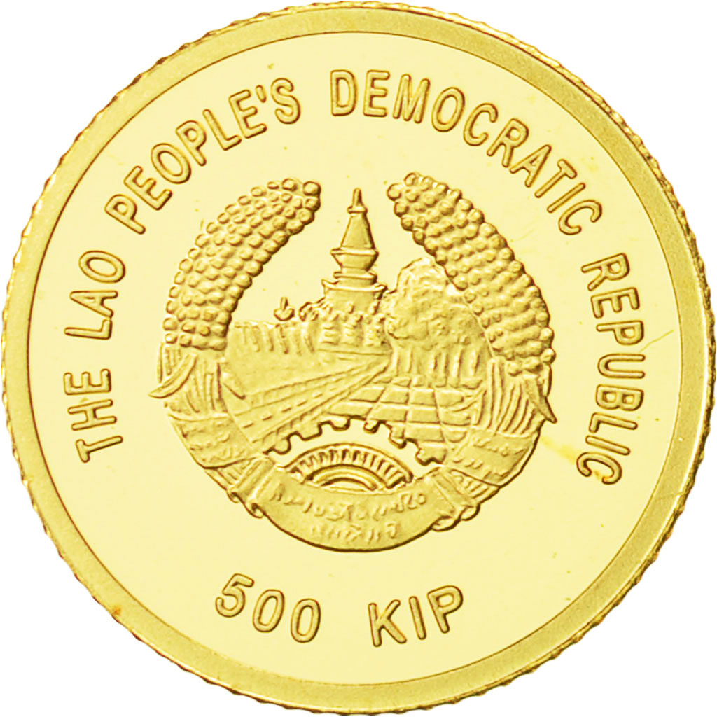 Coin, Lao, 500 Kip, 2008, Valcambi, MS(65-70), Gold, KM:160