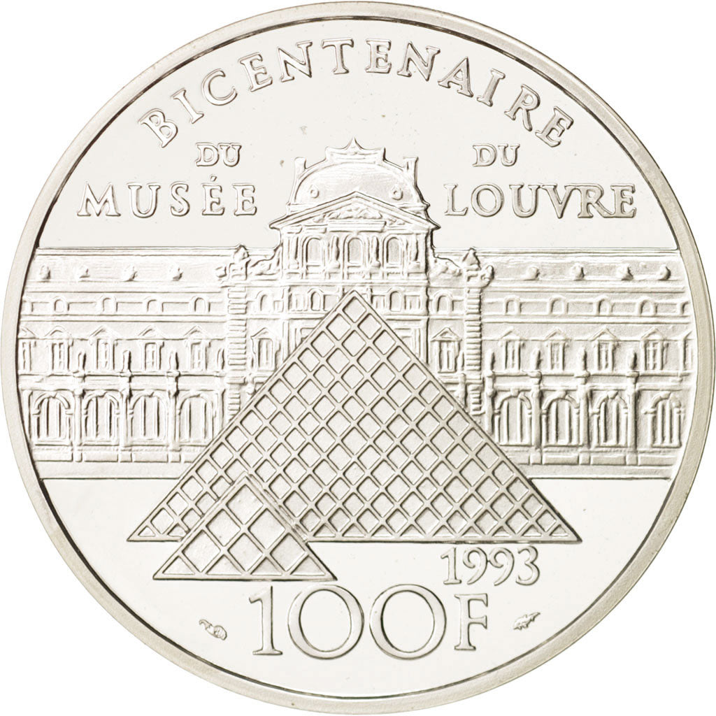 France, 100 Francs, 1993, Mona Lisa, Silver, Proof, KM:1017
