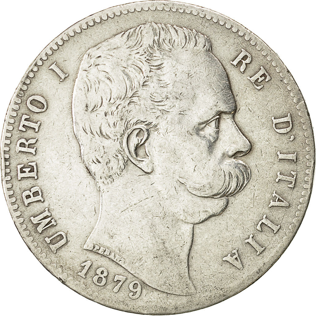 Coin, Italy, Umberto I, 5 Lire, 1879, Rome, AU(50-53), Silver, KM:20