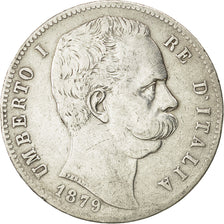 Coin, Italy, Umberto I, 5 Lire, 1879, Rome, AU(50-53), Silver, KM:20