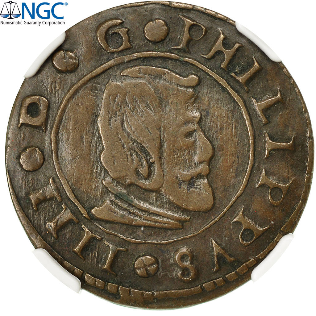 Moneda, España, Philip IV, 16 Maravedis, 1664, Madrid, NGC, VF35, BC+, Cobre