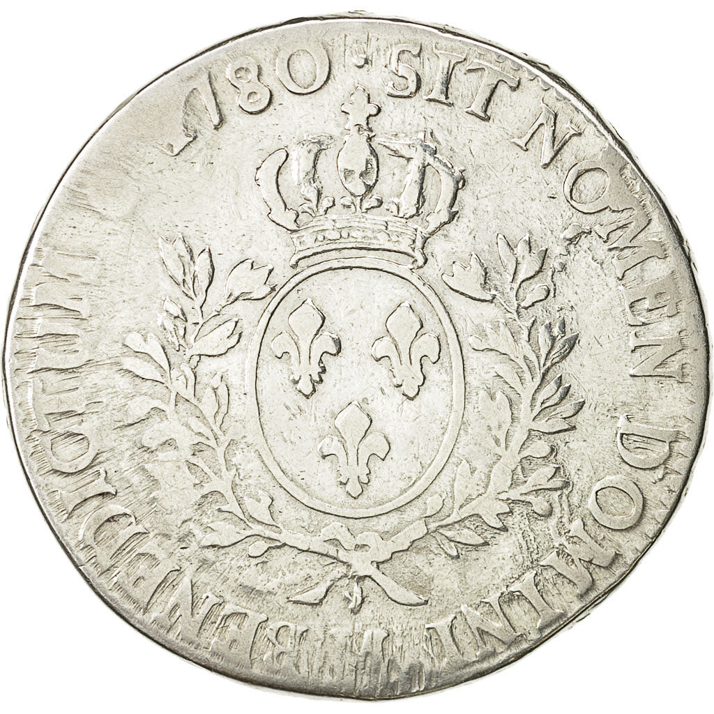France, Louis XVI, Écu aux branches d'olivier, 1780, Toulouse, VF(20-25),Gad 356