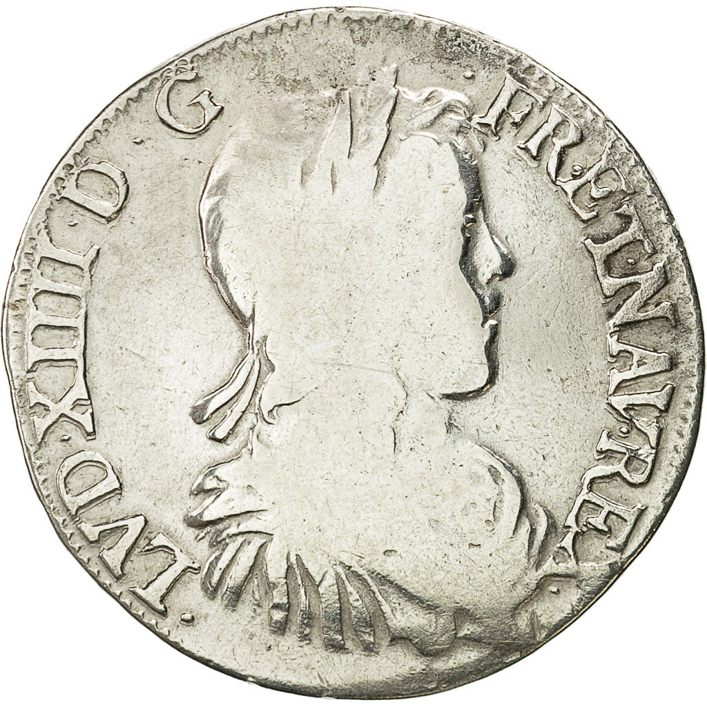 France, Louis XIV, 1/2 Écu à la mèche longue, 1650, Bayonne, Gadoury 169