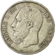 Moneta, Belgio, Leopold II, 5 Francs, 5 Frank, 1873, BB, Argento, KM:24
