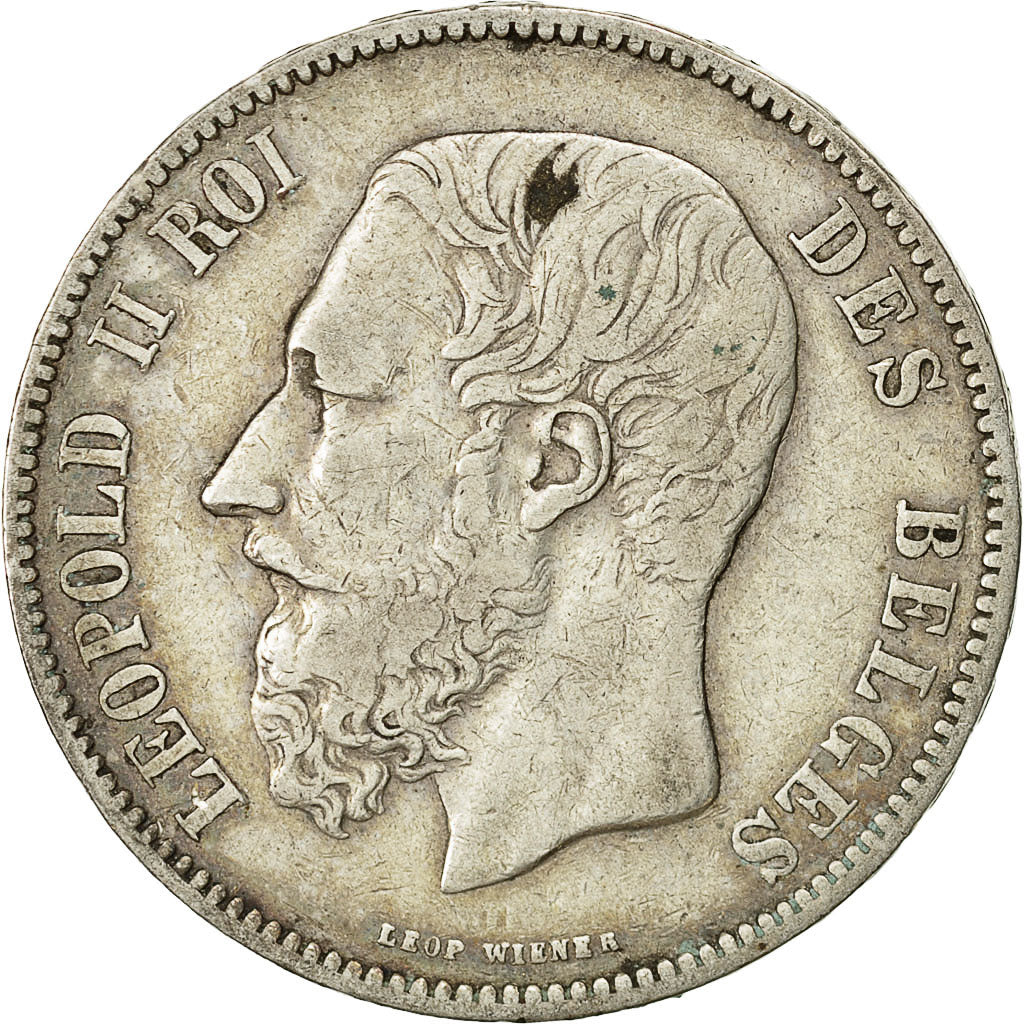 Moneta, Belgio, Leopold II, 5 Francs, 5 Frank, 1873, BB, Argento, KM:24