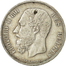 Moneta, Belgio, Leopold II, 5 Francs, 5 Frank, 1873, BB, Argento, KM:24