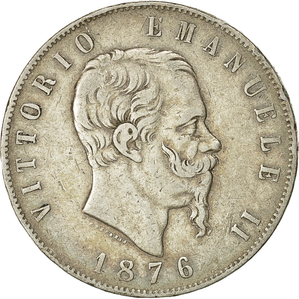Münze, Italien, Vittorio Emanuele II, 5 Lire, 1876, Rome, SS, Silber, KM:8.4
