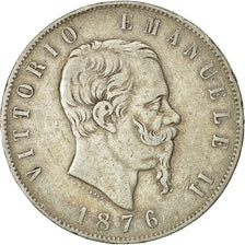 Münze, Italien, Vittorio Emanuele II, 5 Lire, 1876, Rome, SS, Silber, KM:8.4