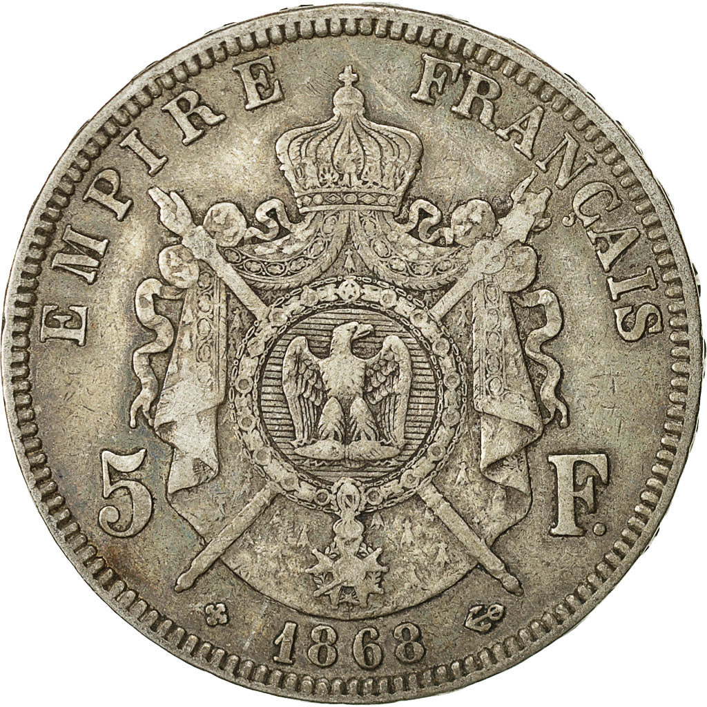 Coin, France, Napoléon III, 5 Francs, 1868, Strasbourg, EF(40-45), Silver