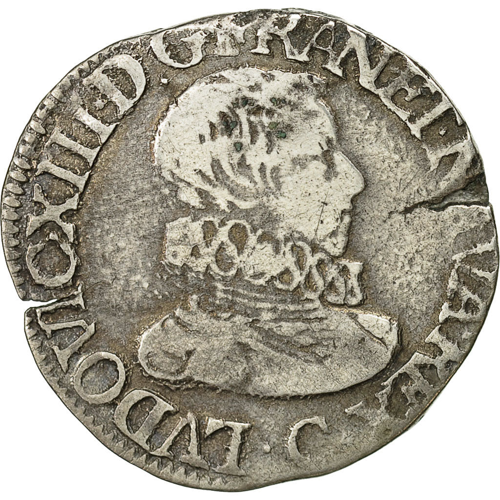 Louis XIII, 1/2 Franc, tête nue au col fraisé, 1620, Saint-Lô, Gadoury 39