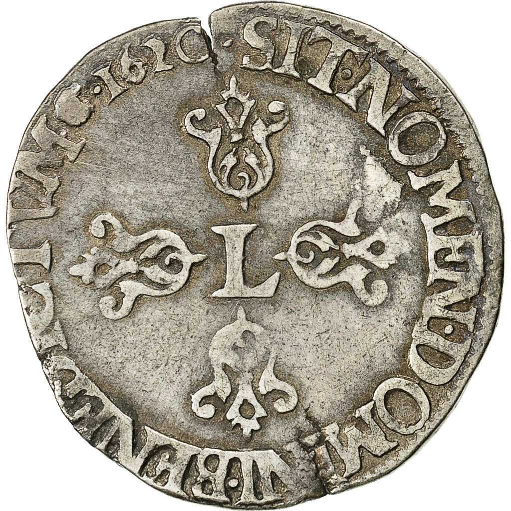 Louis XIII, 1/2 Franc, tête nue au col fraisé, 1620, Saint-Lô, Gadoury 39