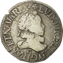 Munten, Frankrijk, Louis XIII, 1/2 Franc, grosse tête laurée au col fraisé