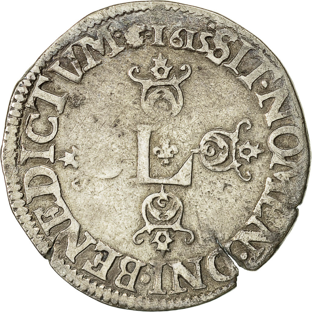 Monnaie, France, Louis XIII, 1/2 Franc, grosse tête laurée au col fraisé, 1/2