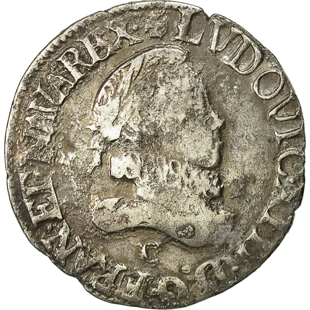 Monnaie, France, Louis XIII, 1/2 Franc, grosse tête laurée au col fraisé, 1/2