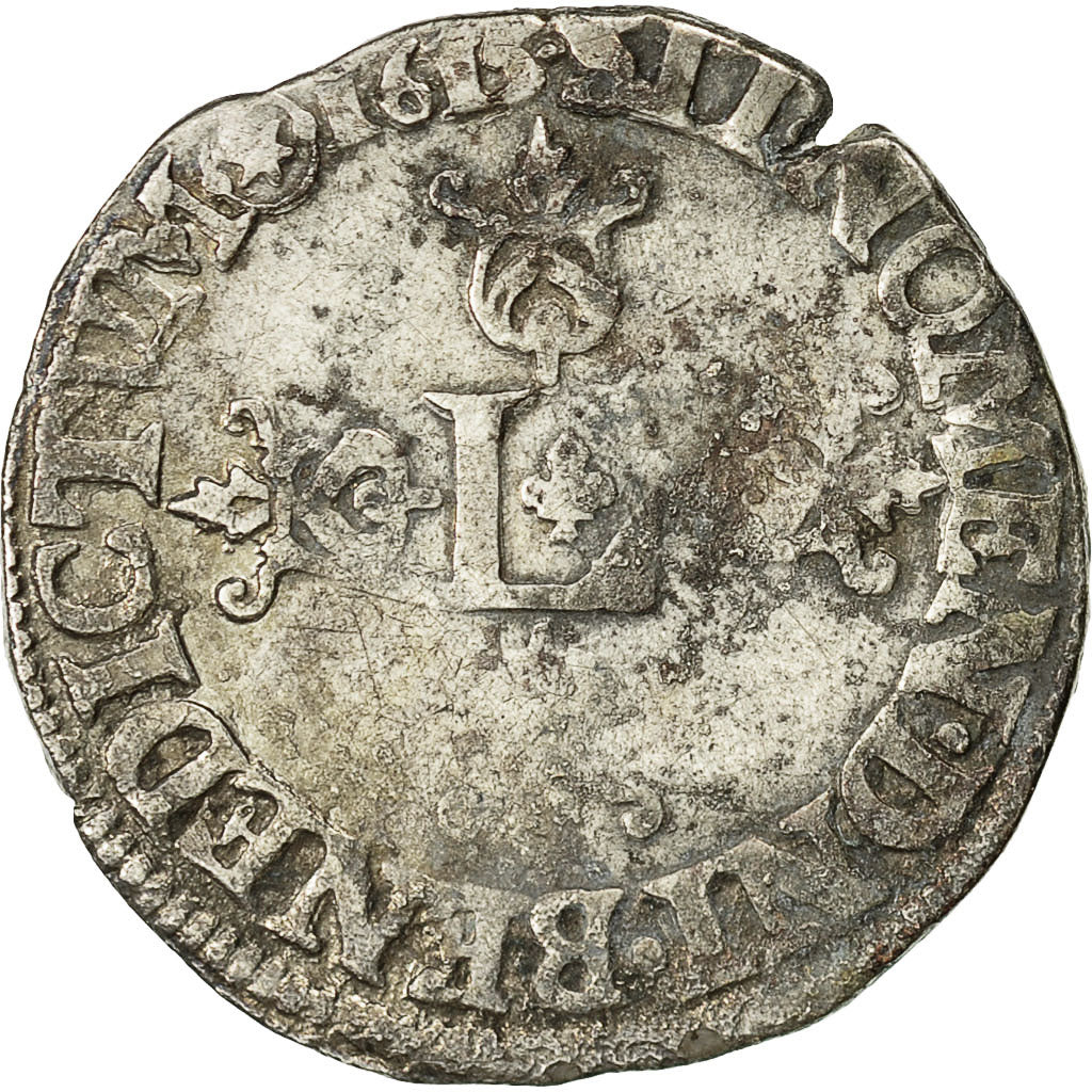Moneta, Francia, Louis XIII, 1/2 Franc, grosse tête laurée au col fraisé, 1/2